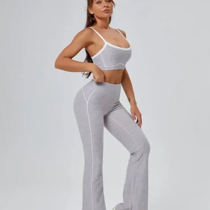 Seamless Yoga Sets High Waist Hip-lifting Flared Pants Backless Bra Leggings Sets for Women