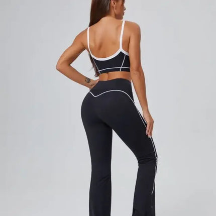 Seamless Yoga Sets High Waist Hip-lifting Flared Pants Backless Bra Leggings Sets for Women