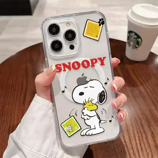 Snoopy Dog Cute Cartoon Anime With Magsafe Case For iPhone 16 15 14 13 12 11 Pro Max Magnetic Compatible Hard Shell Cover