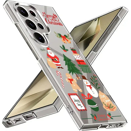 Santa Claus Print Phone Case For Samsung Galaxy A56 A16 A55 A36 A26 A15 5G S25 Edge S24 S21 FE S23 S22 Ultra Plus Clear PC Cover