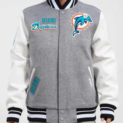 Miami Dolphins Retro Classic Rib Wool Varsity Jacket