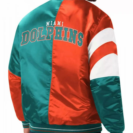 Bomber Miami Dolphins Teal Green Satin Jacket