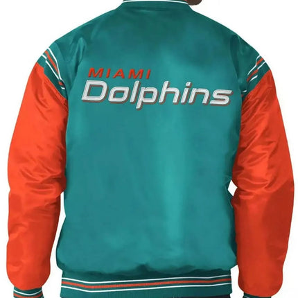 Bomber Miami Dolphins Teal Green Satin Jacket