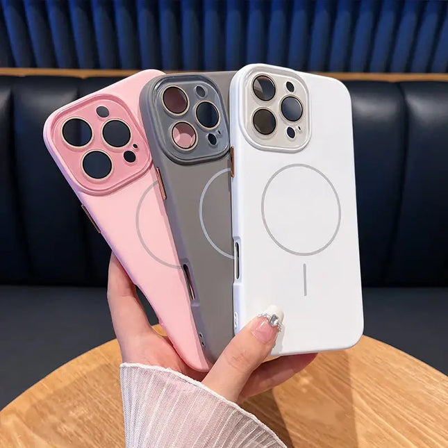 Original Solid Color Silicone Magnetic IPhone Case For iPhone 16 15 14 13 12 Soft Shockproof Wireless Charging Cover Cases