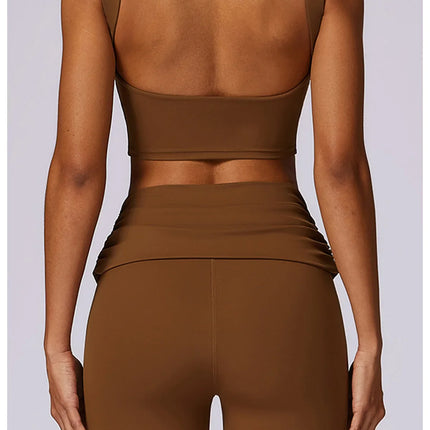 Women Athletic Wear High Waist Leggings And Top Two Piece Set Seamless Gym Tracksuit