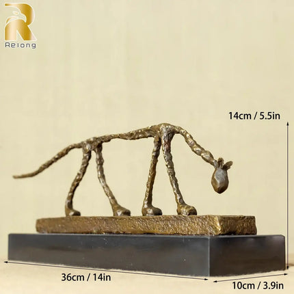 Bronze Cat Statue Abstract Cat Sculpture Classical Giacometti Art Reproduction Skeleton Animal Statue For Home Decor Collection