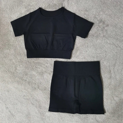 Seamless Luxe Yoga Set: High Waist leggings & Shorts