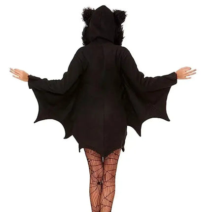 Halloween Women's Bat Dressup Costume Vampire Bat Cosplay Costume Anime Horror Dress Free Black Sexy Socks and Scar Sticker Gift
