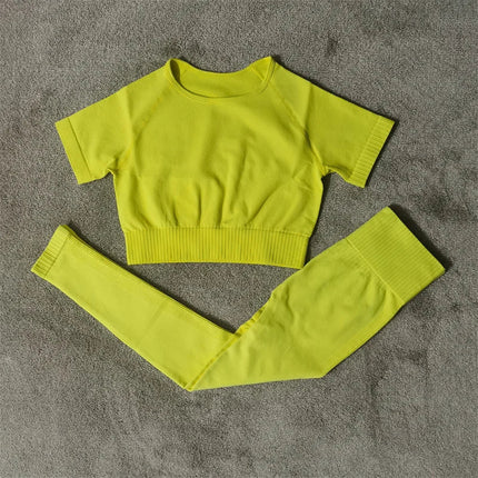 Seamless Luxe Yoga Set: High Waist leggings & Shorts