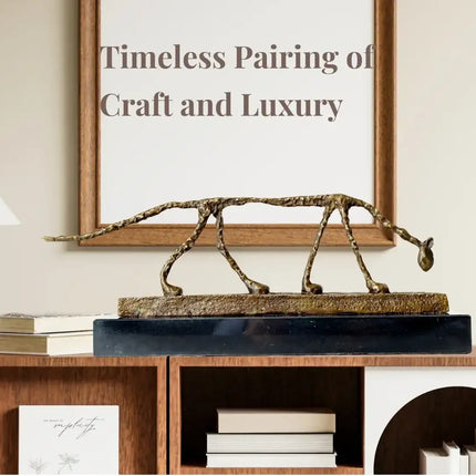 Bronze Cat Statue Abstract Cat Sculpture Classical Giacometti Art Reproduction Skeleton Animal Statue For Home Decor Collection