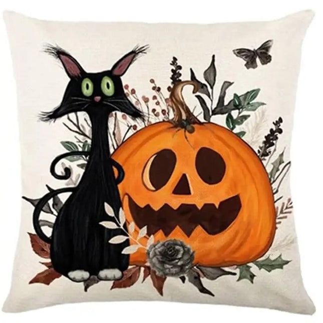 Halloween Pillowcases: Cat, Ghost, and Pumpkin Themed Decor! Sofa cushion cover, holiday party decoration, gift
