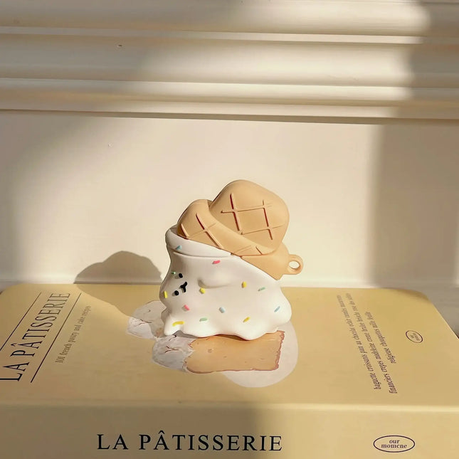 Cute Melting Ice Cream Headphone Protective Case Silicone Material Suitable for AirPods 1/2/3/Pro/Pro2 Headphone Protective Case