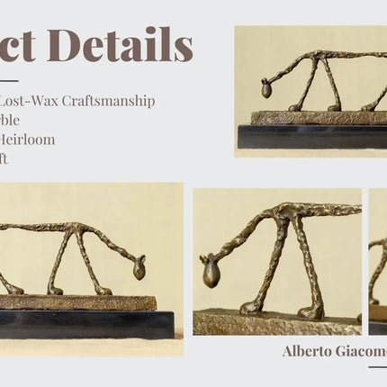 Bronze Cat Statue Abstract Cat Sculpture Classical Giacometti Art Reproduction Skeleton Animal Statue For Home Decor Collection