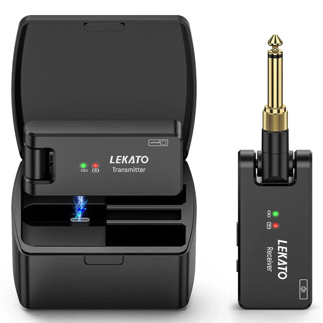 LEKATO Wireless Guitar System Guitar Wireless Transmitter Receiver 2.4Ghz Rechargeable Wireless Audio System (WS-100)
