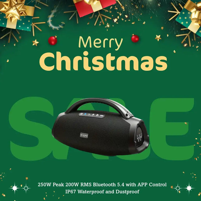 W-KING 200W RMS Portable Bluetooth Speakers, Massive Bass Party Boombox IPX7 Waterproof Speaker Large, Loud Outdoor Speaker