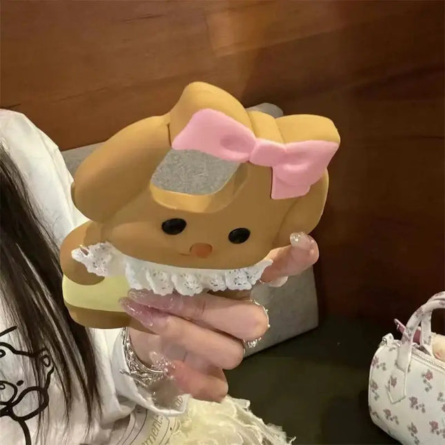 Silicone Cartoon Pink Bow Dog Suitable For Iphone 16 15 Pro Max  12 13 14 All Inclusive Protective Case