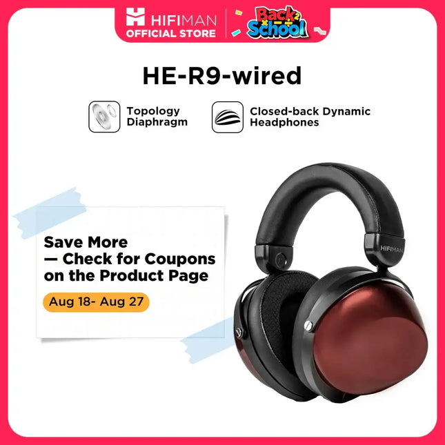 HIFIMAN HE-R9 Dynamic Closed-Back Over-Ear Headphones with Topology Diaphragm-Wired Version