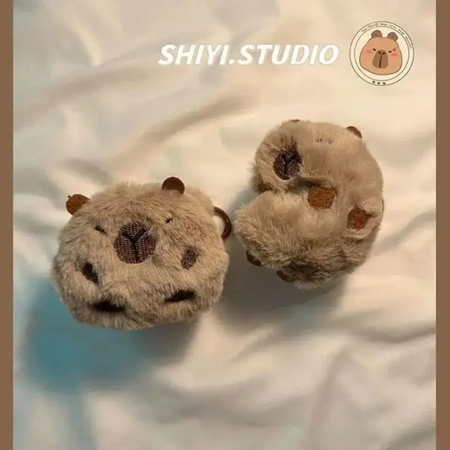 Capybara Three Dimensional Plush Earphone Case For Airpods 4 1 2 3 Pro 2 Cover Wireless Bluetooth Headset Charging Box Soft Case