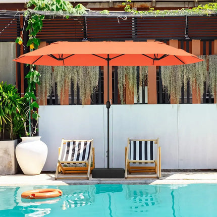 13 Feet Double-Sided Patio Twin Table Umbrella with Crank Handle-Orange