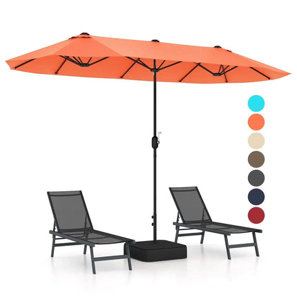 13 Feet Double-Sided Patio Twin Table Umbrella with Crank Handle-Orange