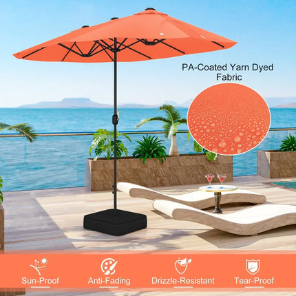 13 Feet Double-Sided Patio Twin Table Umbrella with Crank Handle-Orange