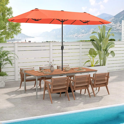 13 Feet Double-Sided Patio Twin Table Umbrella with Crank Handle-Orange