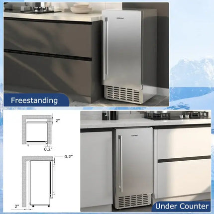 Under Counter Nugget Ice Maker with Timer & Self-Cleaning