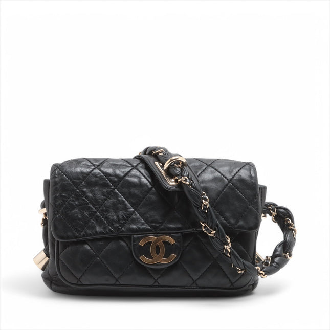 Chanel Matelasse Lambskin Small Lady Braid Flap Shoulder Bag Black #3749