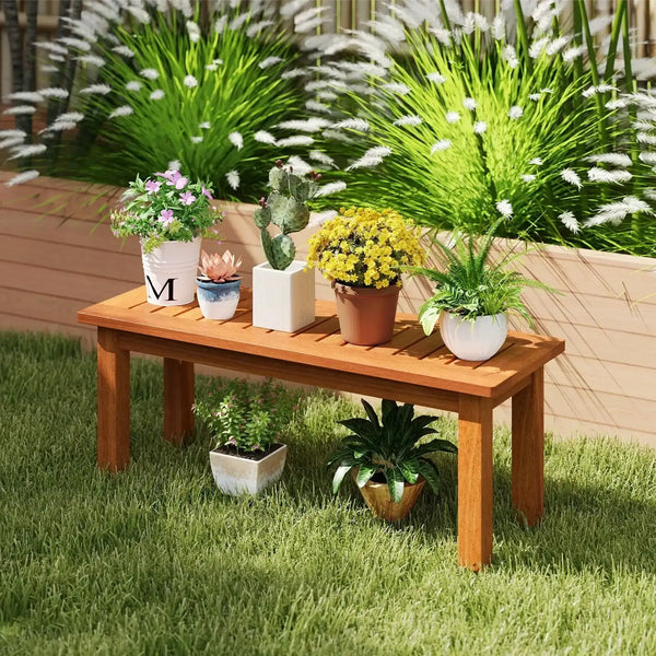 Wooden Plant Stand Outdoor Indoor Solid Wood Flower Pot Holder Display Shelf-S