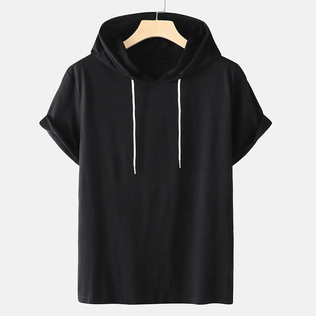Plus Size Men's Hooded T-Shirts with Drawstring (Summer)