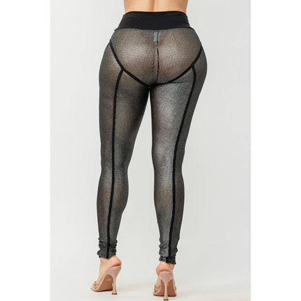 Zero Fucks to Give Metallic Mesh Leggings [Available in Sizes SM-L]