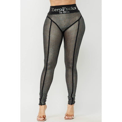 Zero Fucks to Give Metallic Mesh Leggings [Available in Sizes SM-L]