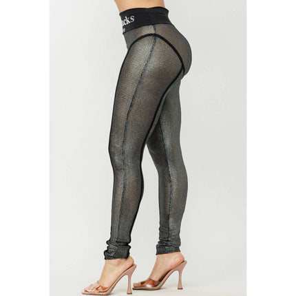 Zero Fucks to Give Metallic Mesh Leggings [Available in Sizes SM-L]