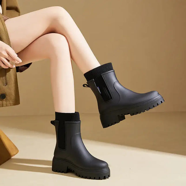 Non-slip Mid-calf Boots Suitable For Outdoor Wear In The Rain