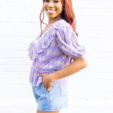 "Agatha" Lurex Pleated blouse