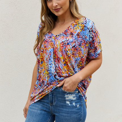 Be Stage Full Size Printed Dolman Flowy Top