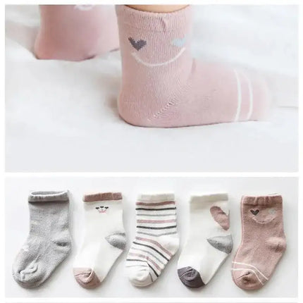 Baby Girls Cotton Cartoon Autumn Socks For Newborn Toddler Unique Style Soft Material Cute Colors
