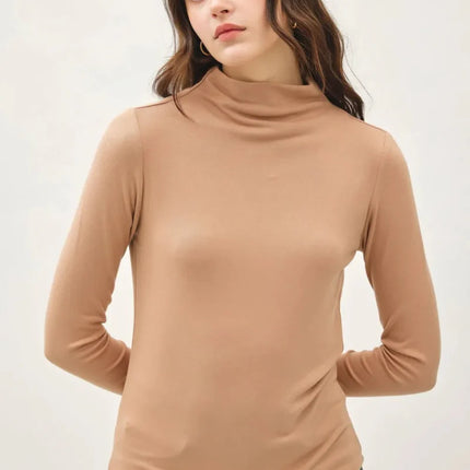 Be Cool Mock Neck Long Sleeve T-Shirt for Women Fashion