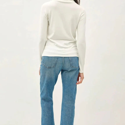 Be Cool Mock Neck Long Sleeve T-Shirt for Women Fashion
