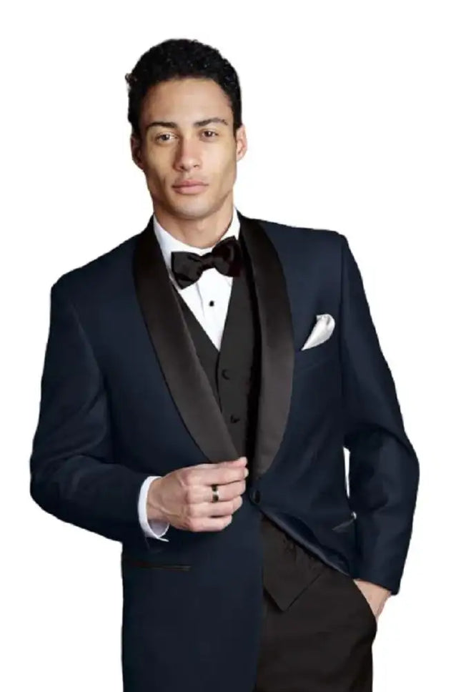 "Bradford" Navy Tuxedo Jacket Shawl (Separates)