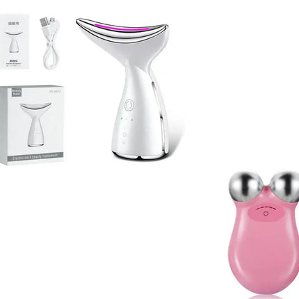 EMS Microcurrent Neck Face Beauty Device With 3 Colors LED Photon Therapy Skin Tighten Reduce Double Chin Face Lifting Devices