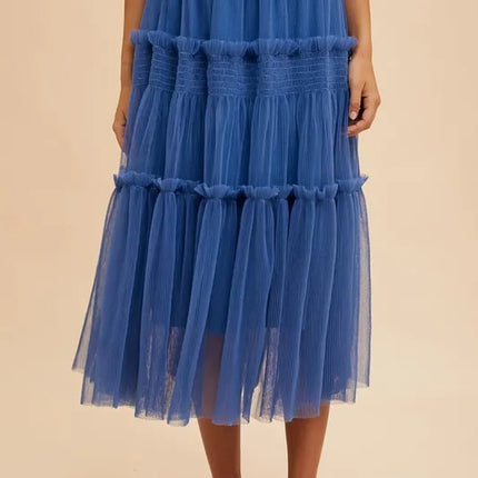Annie Wear Tulle Tiered Midi Skirt