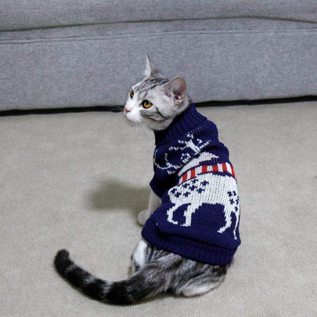 Cozy Christmas Pet Sweater: Festive Knitted High Collar Clothes For Dogs And Cats