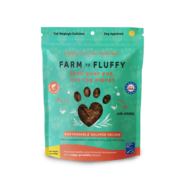 Farm To Fluffy Salmon Recipe Dog Treats, Antibiotic Free, Sustainable Bag - 5 oz