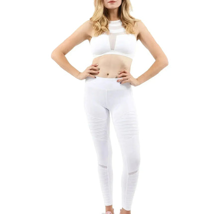Athletique Low-Waisted Ribbed Leggings - White
