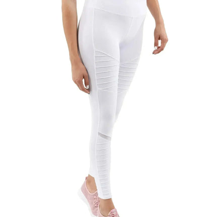 Athletique Low-Waisted Ribbed Leggings - White