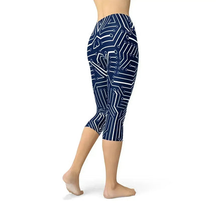 Womens Navy Blue Circuit Capri Leggings