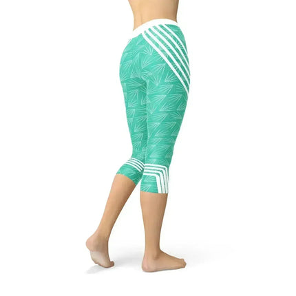 Turquoise Sports Capri Leggings