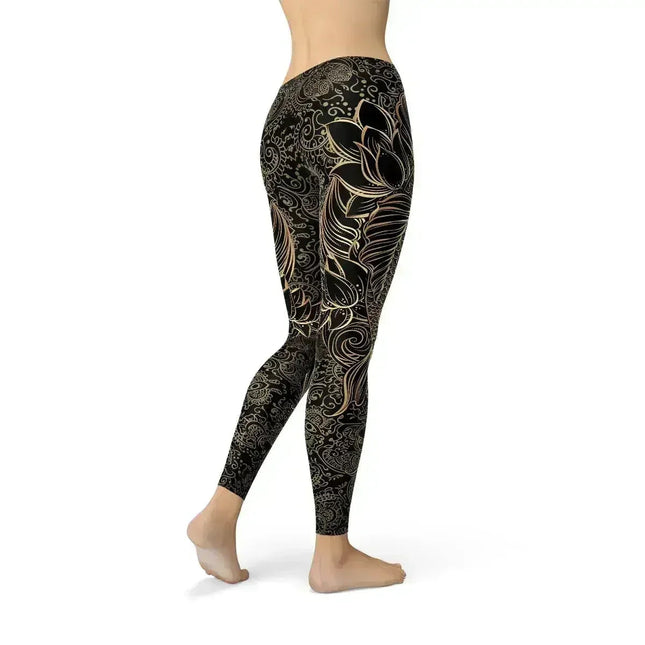 Womens Koi Fish Black Leggings