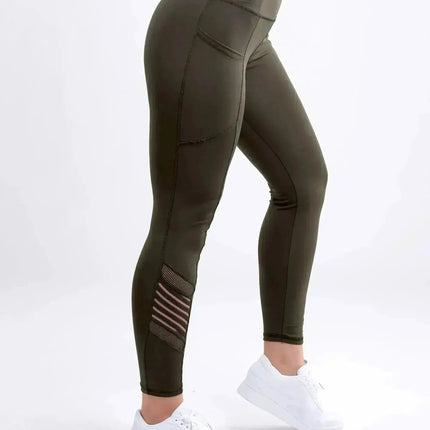 High-Waisted Pilates Leggings with Side Pockets & Mesh Panels